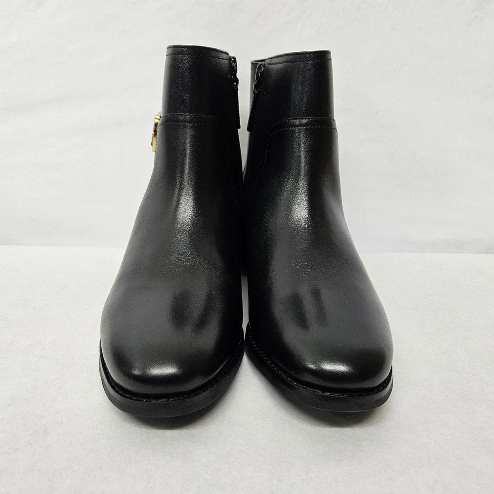 Cole Haan Thayer‎ Buckle Ankle Boots W31762 Black Leather Women's Size 9.5